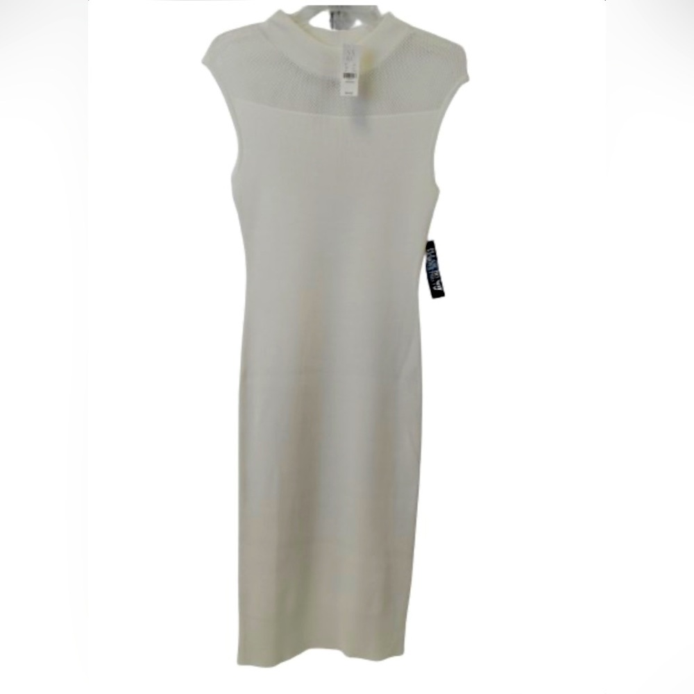 White Knit Dress with Mesh Sheet Chest Body Con by NY&Co Size Small NWT